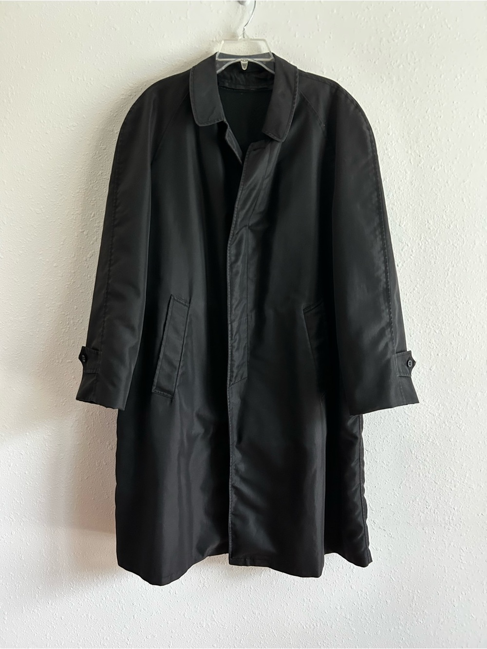 Alligator Trench Coat Men's Size 42R Black Lined Classic Long Jacket